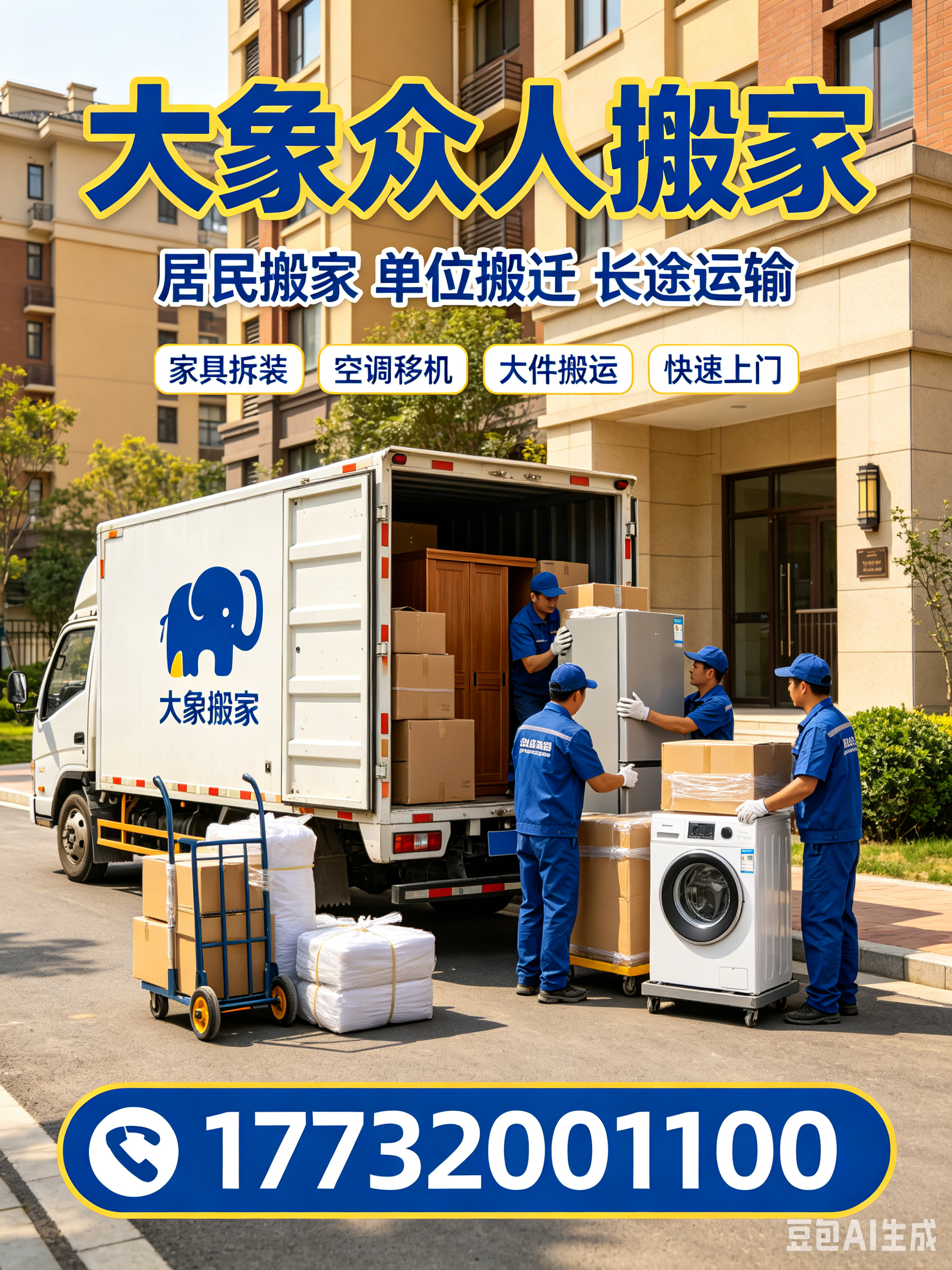 大象搬家公司承接邯郸邯山区搬家回收服务封面图